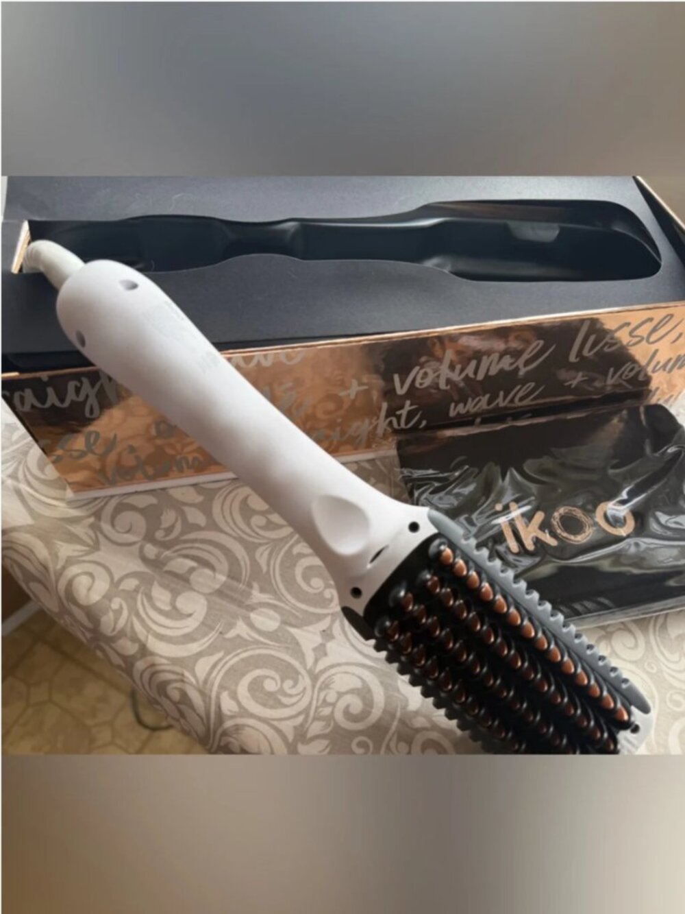 E-Styler Pro:White Ceramic Heated Straightening Brush for Women Hair